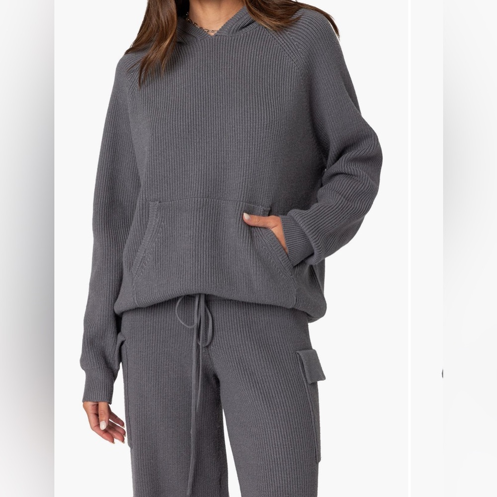 Edited Wynter sweater Hoodie Cozy Gray Knit Hoodie